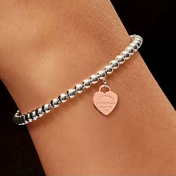 TIFFANY return to Tiffany rose gold heart and silver beaded bracelet - Picture 5 of 9